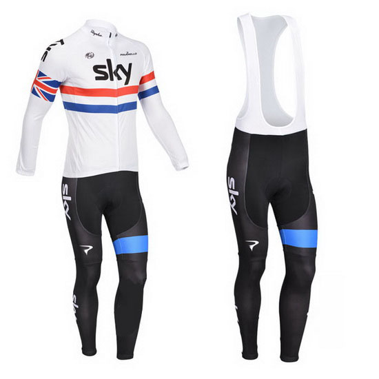 2013 Maillot sky Tirantes Mangas Largas Blanco